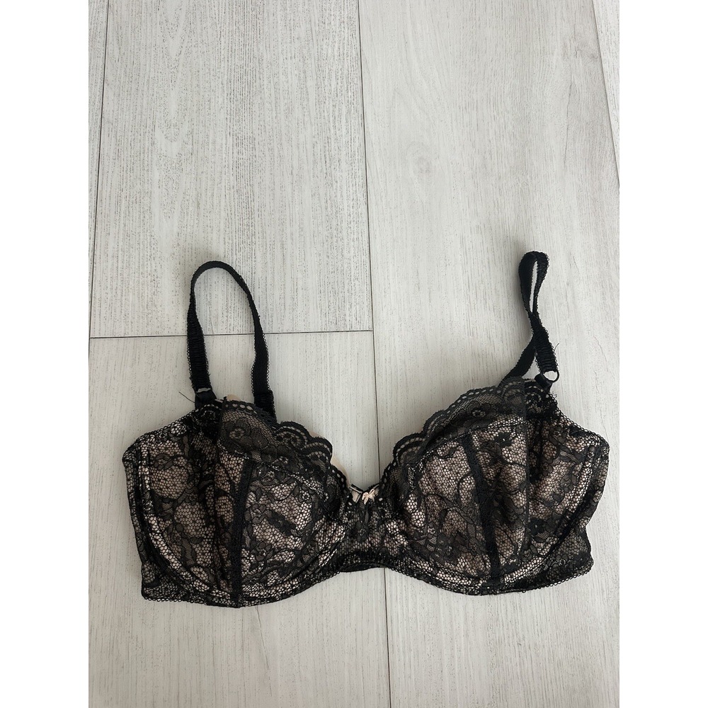 Vintage Victoria's Secret Bra Lightly Lined Bra Sz 38D‎ Black Lace